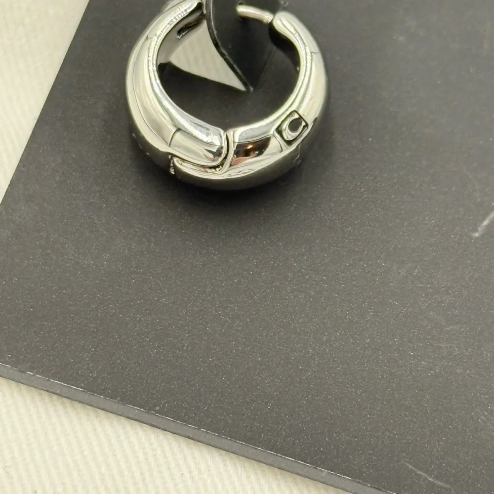 Coach Silver-Tone Hoop Earrings on Branded Card - Picture 2 of 4